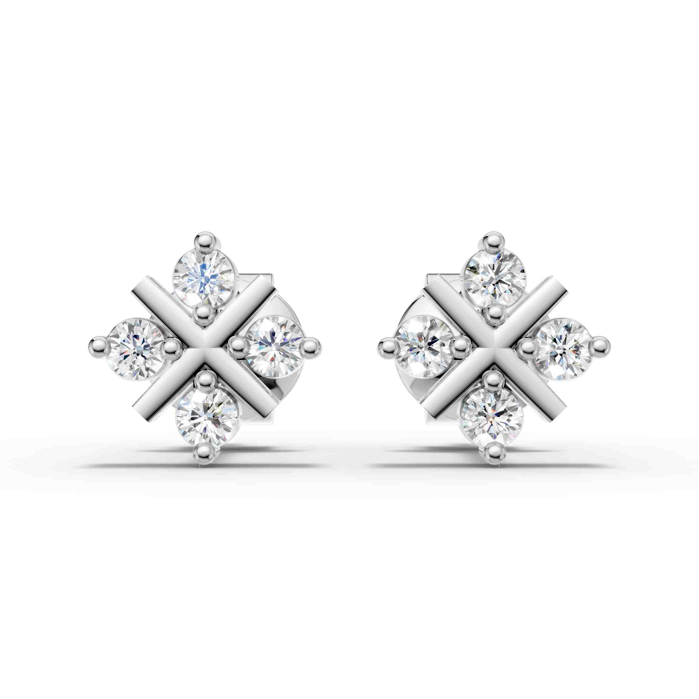 Sparkling Cross Cluster Stud Earrings